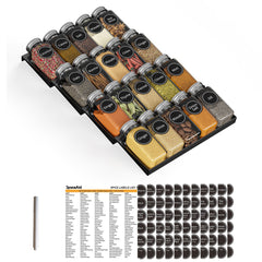 SpaceAid Spice Drawer Storage Organizer with 20 Glass Spice Jars, 9-1/2