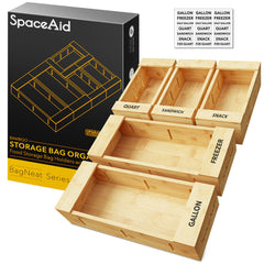Best SpaceAid Bamboo Bag Organizer Storage for Kitchen Drawer, 5 Pack Set