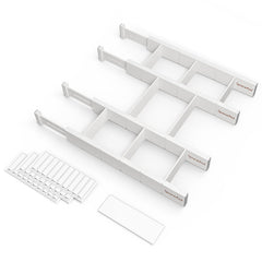 SpaceAid Bamboo Adjustable Drawer Dividers with Labels, 4 Dividers and 9 Inserts (White)