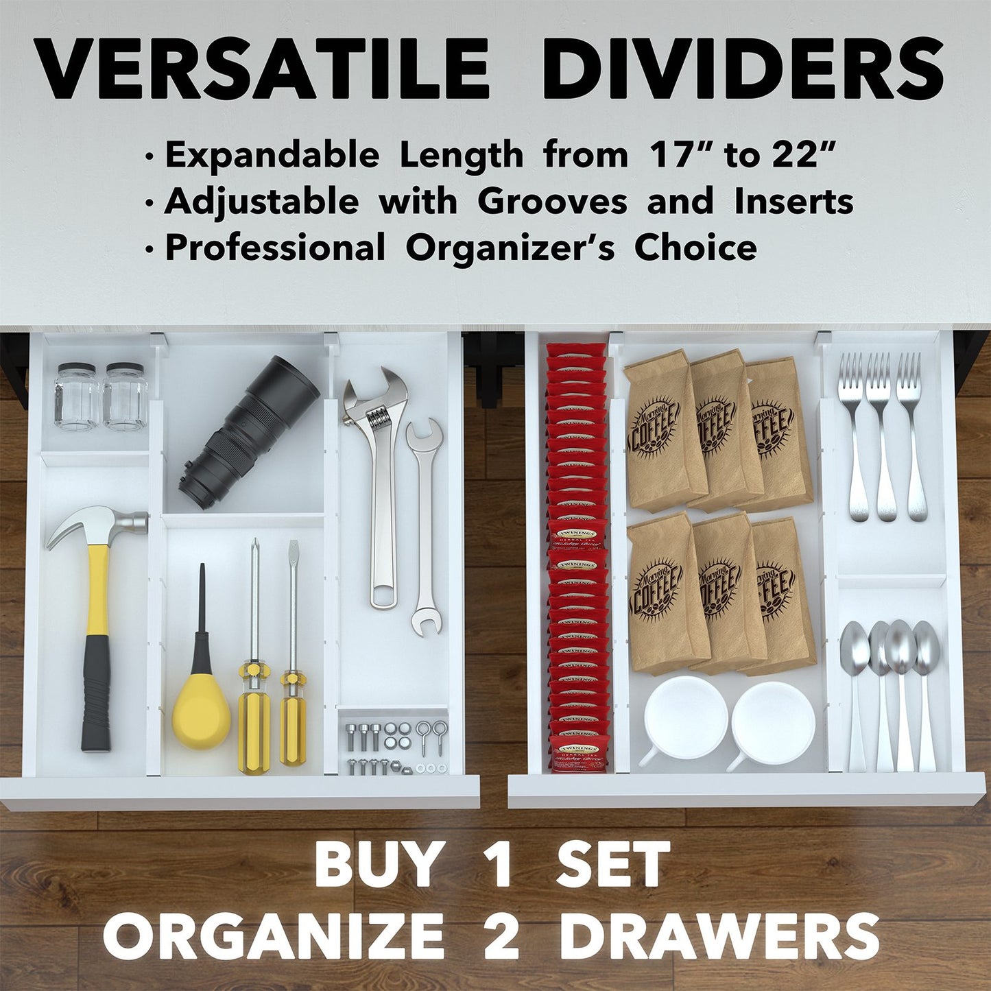 SpaceAid white drawer dividers