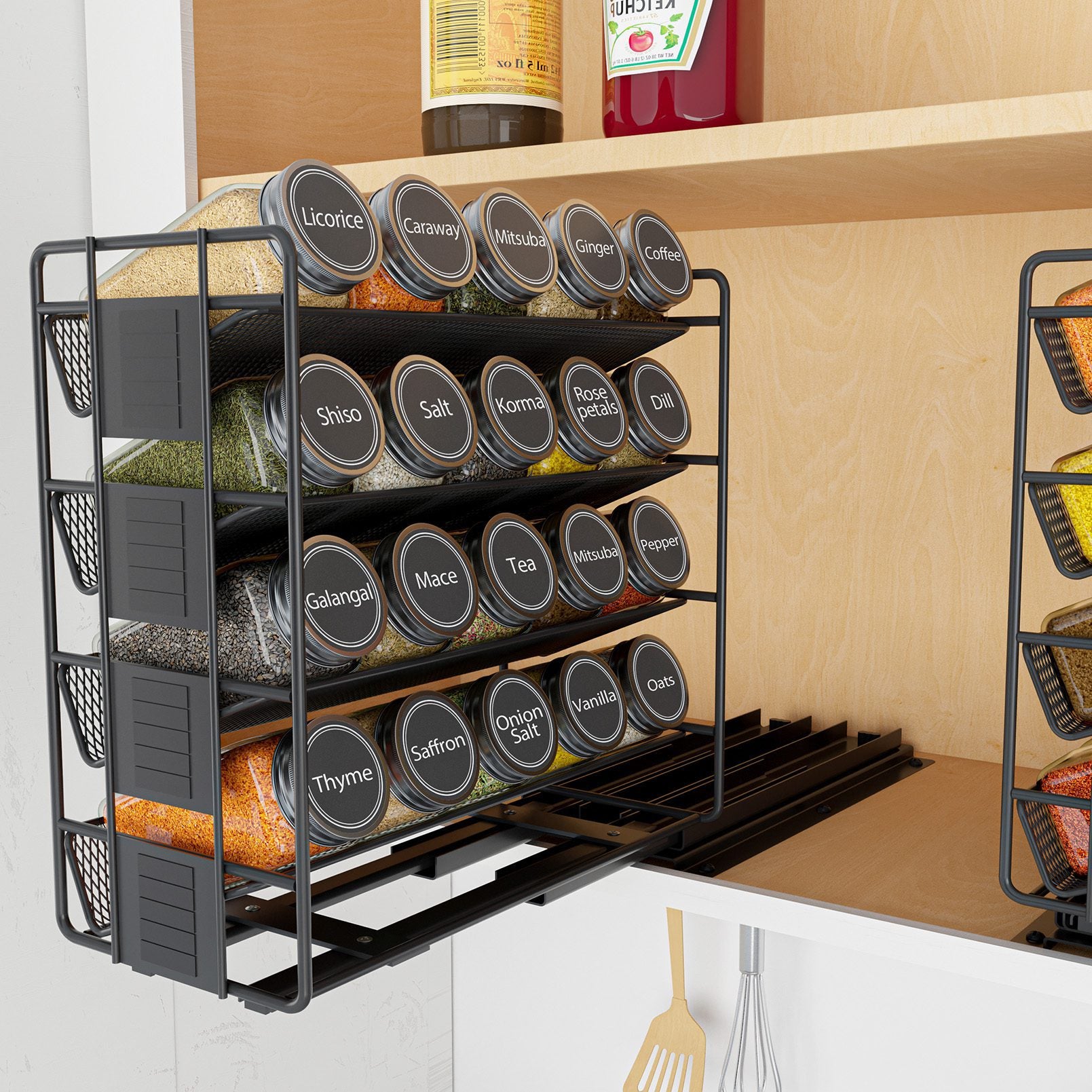 Pull down discount spice rack cabinet