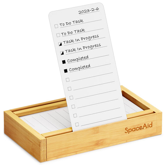 SpaceAid PlannerNeat 2024 To Do List Planner, Daily Weekly Monthly ToDo Checklist Notepad Organizer with Bamboo Holder & 50 Cards