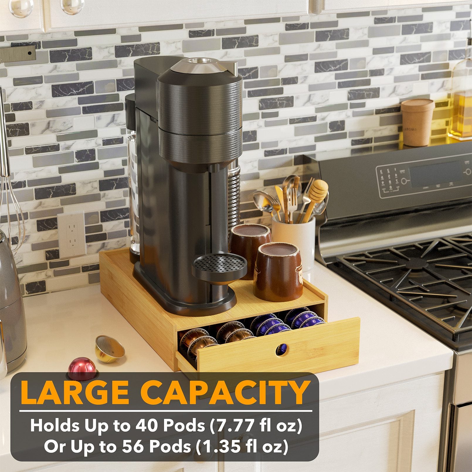 Wall-Mount Holder Coffee Pod Dispenser, Storage Organizer for Nespresso Pods