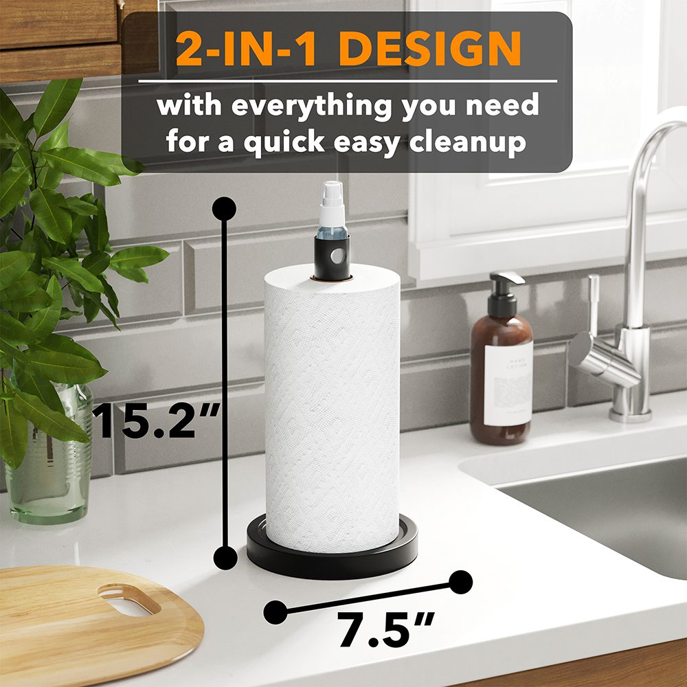 black countertop paper towel holder