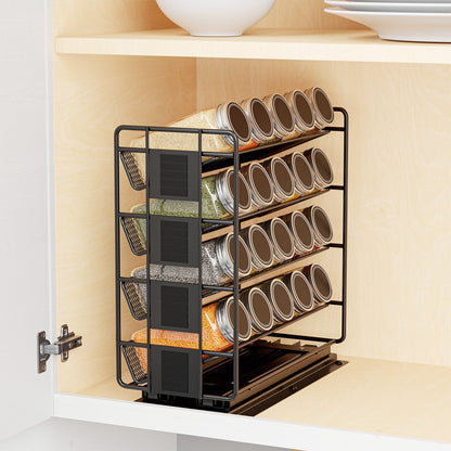 SpaceAid Kitchen Cabinet Pull Out Spice Rack Organizer with 20 Jars and 801 Labels, Right Facing