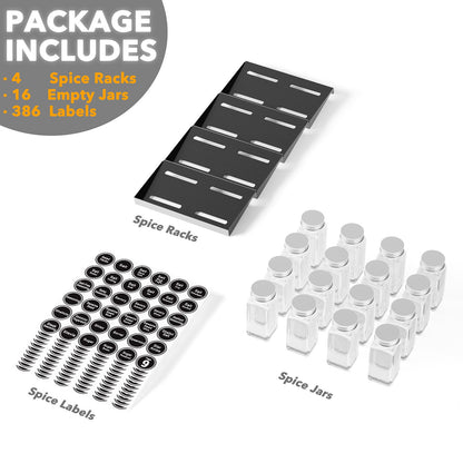 Best SpaceAid Spice Drawer Organizer with 16 Spice Jars and 386 Labels, 4 Tier, 7.5" Wide x 17.5" Deep