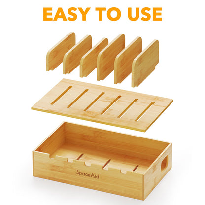 SpaceAid bamboo charging station organizer