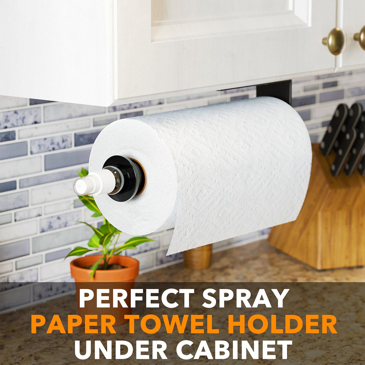1 Paper Towel Holder With Spray Bottle, Countertop Paper Towels