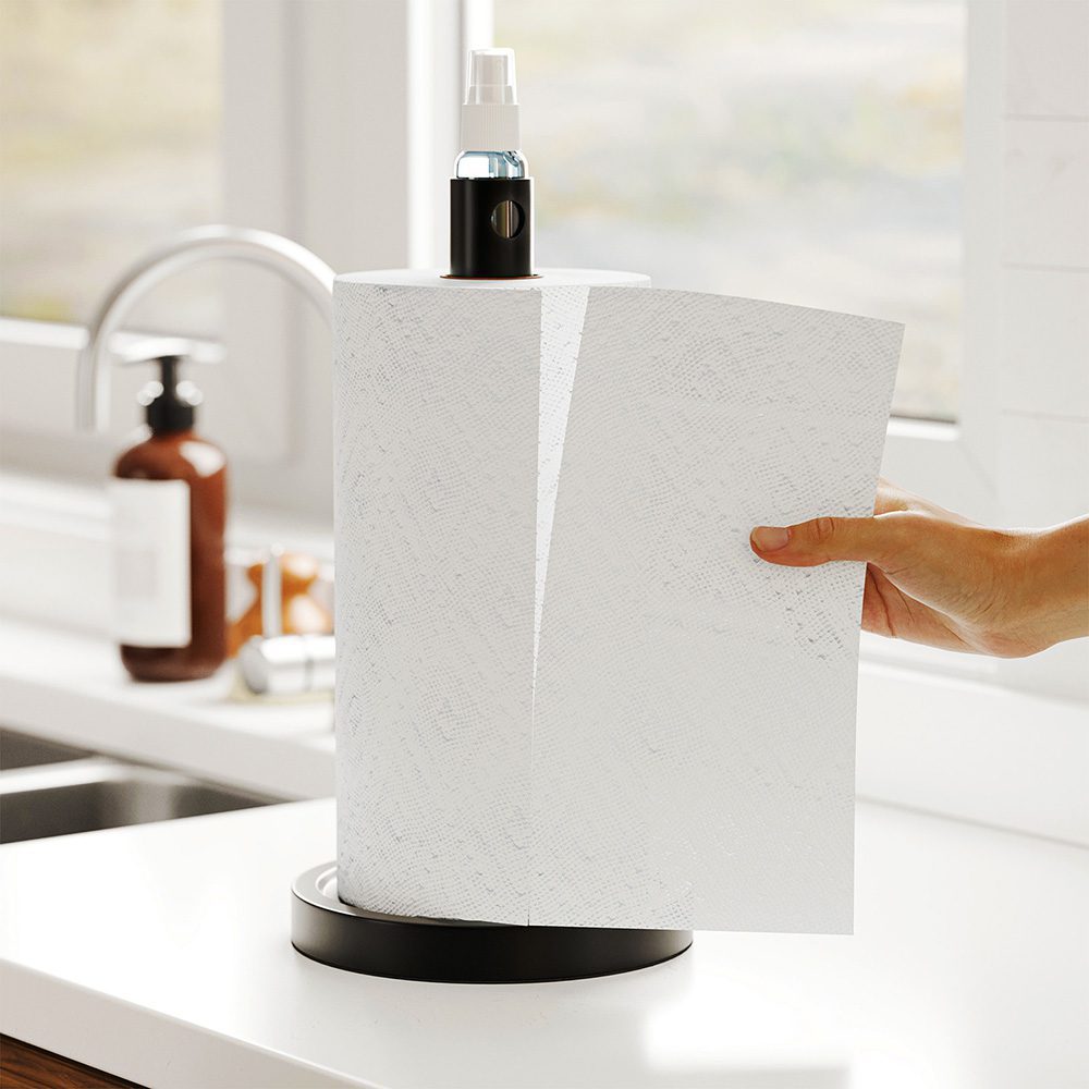 black countertop paper towel holder