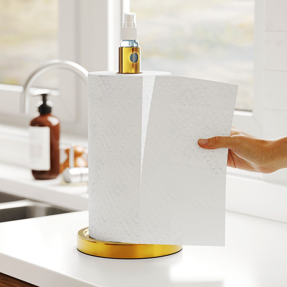 SpaceAid® 2 in 1 Gold Paper Towel Holder with Spray Bottle in The Middle