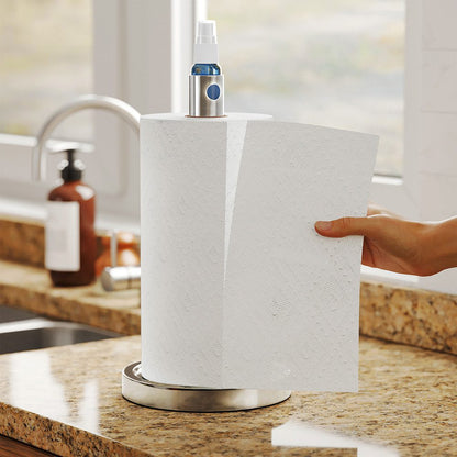 SpaceAid® 2 in 1 Under Cabinet Paper Towel Holder with Spray Bottle Inside Center in White