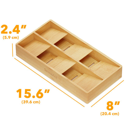 SpaceAid Bamboo Silverware Drawer Organizer with Labels (Natural, 6 Slots)