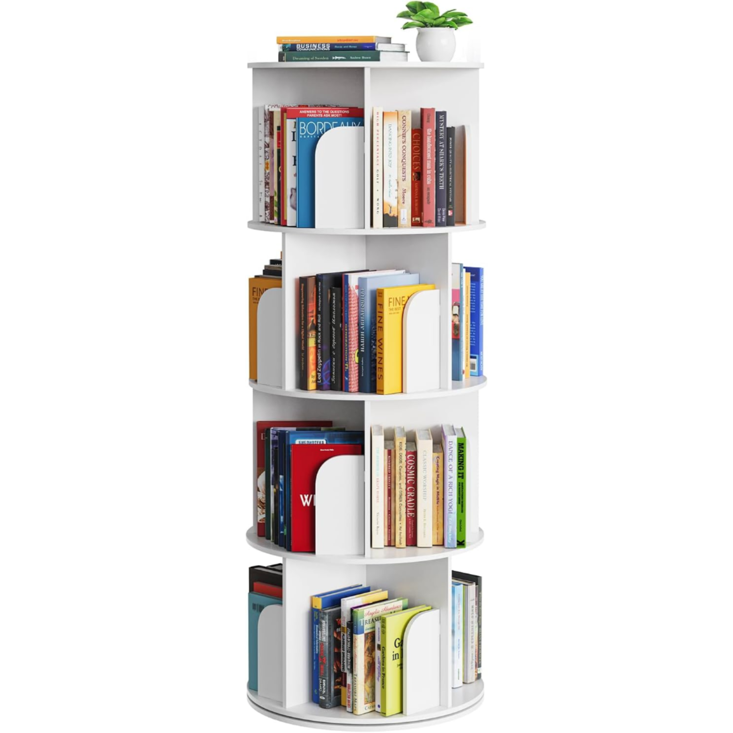 Cross Style 4 Tier Rotating Bookshelf