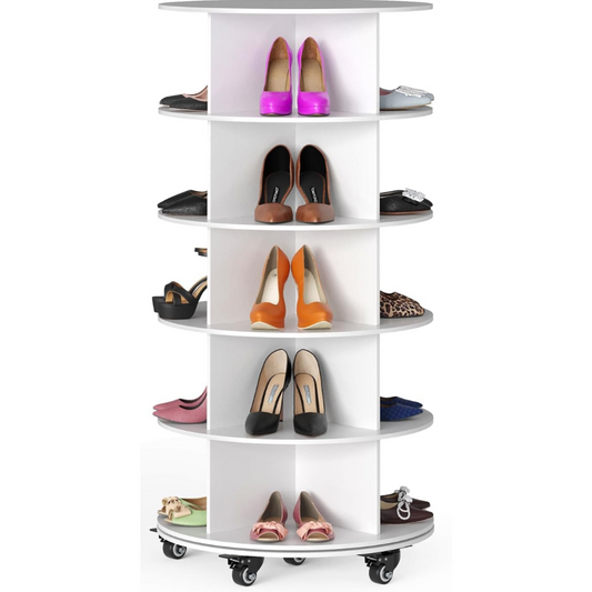 5-Tier Rotating Shoe Rack with Wheels