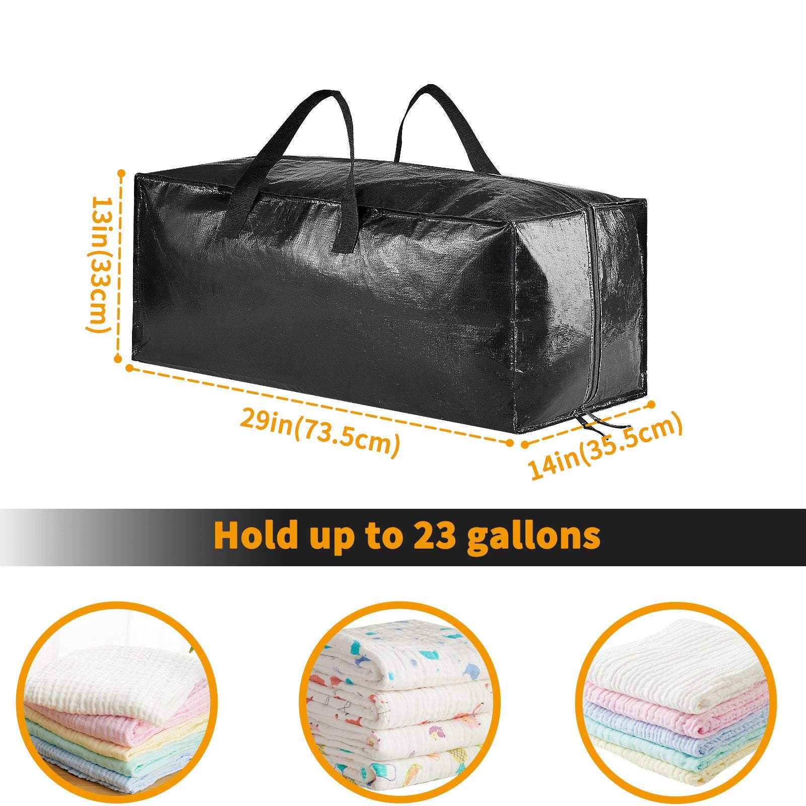 Extra Large Moving Bags Heavy Duty Totes for Storage Packing, Space Saving,  Traveling, with Zippers & Strong Carrying Handles (Set of 8)