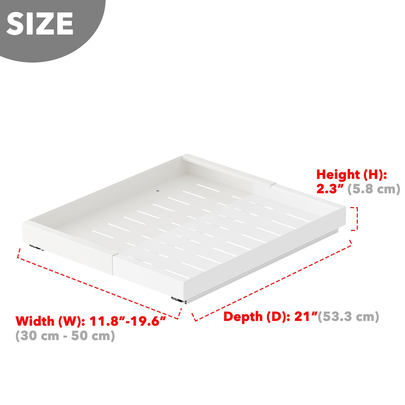 SpaceAid Adjustable No-Drill Adhesive Pull-Out Shelves for Cabinets White, 21