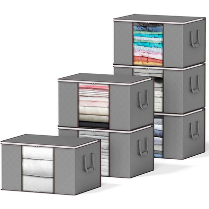 6 Pack 90L Large Storage Bins gray