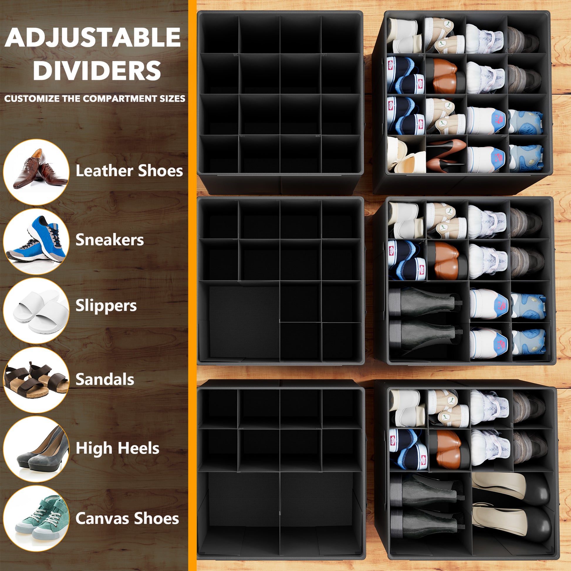 Space-Saving Shoe Organizer Black