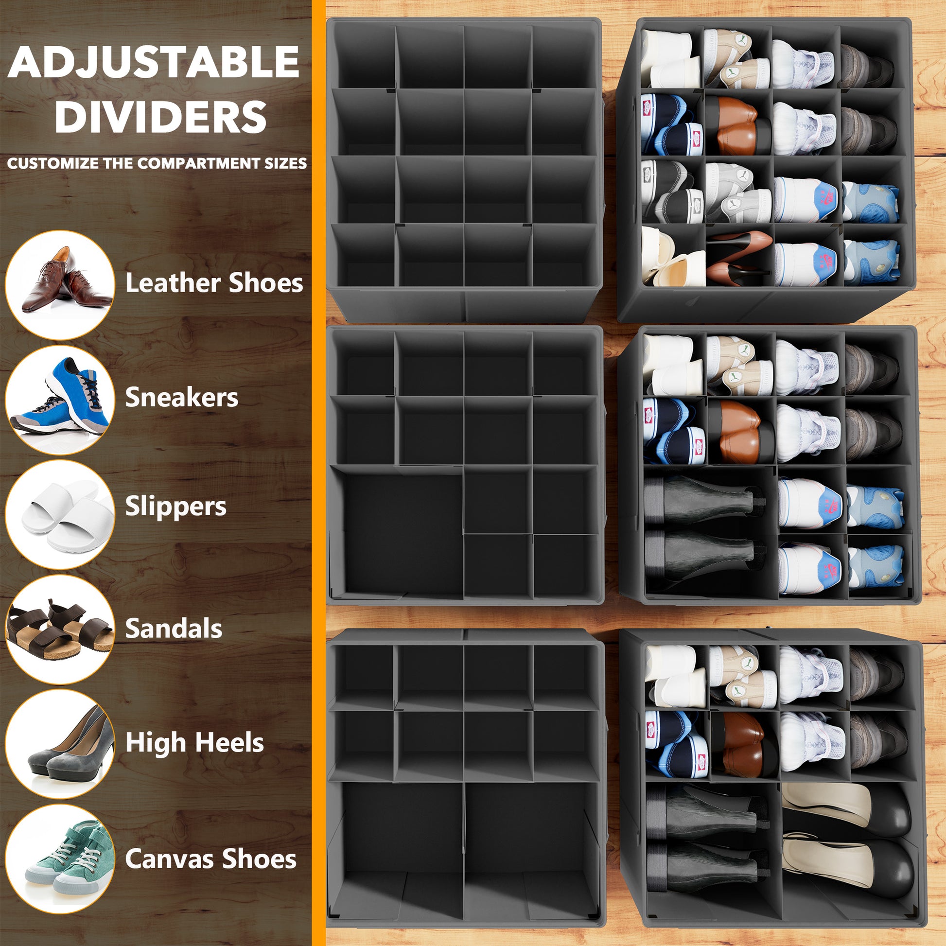 Space-Saving Shoe Organizer Gray