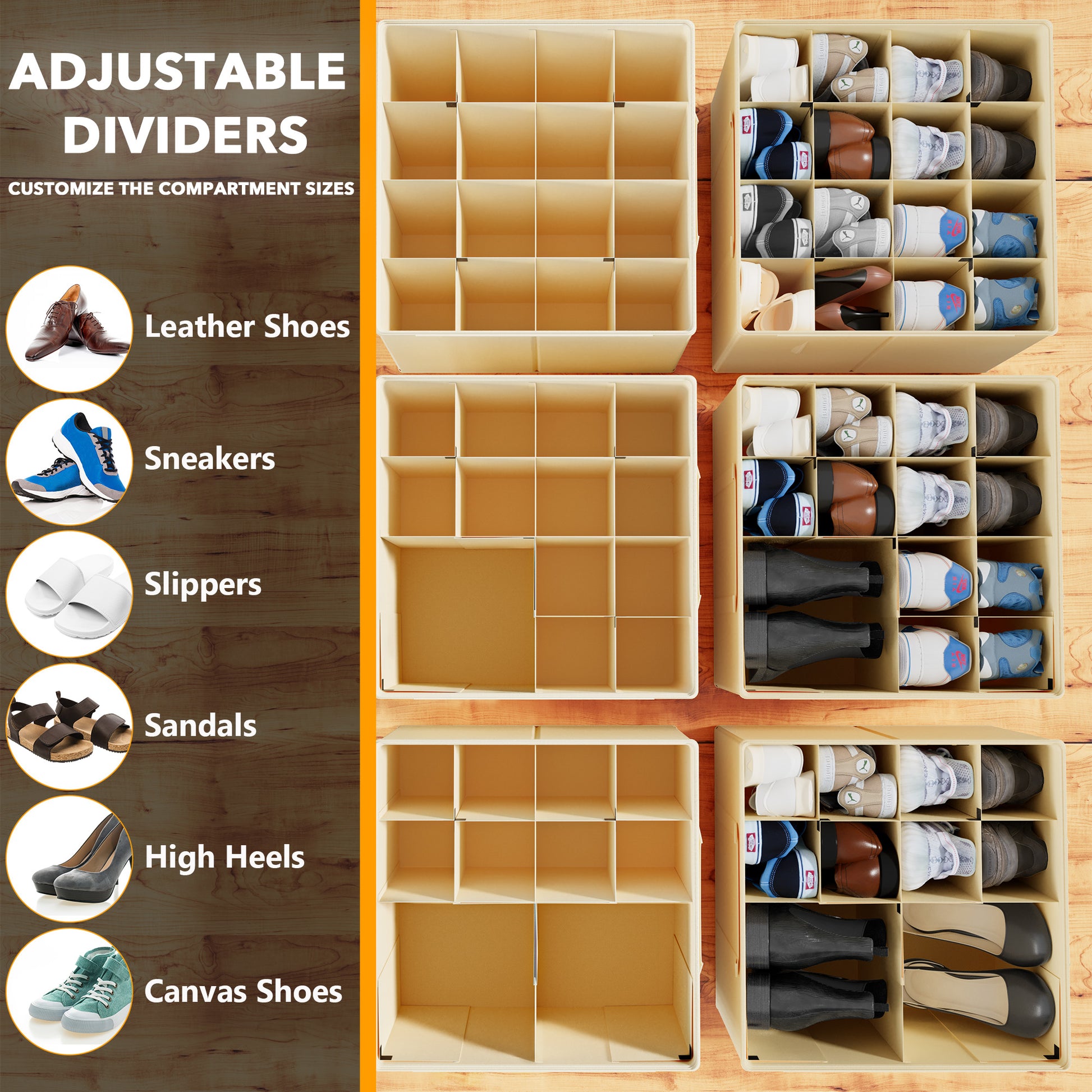 Space-Saving Shoe Organizer Beige