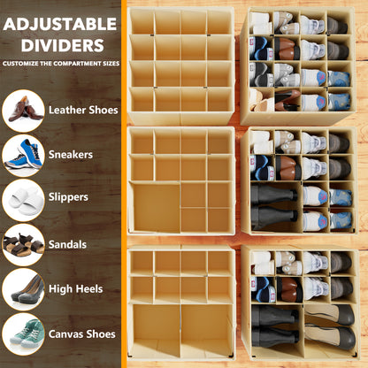 Space-Saving Shoe Organizer Beige