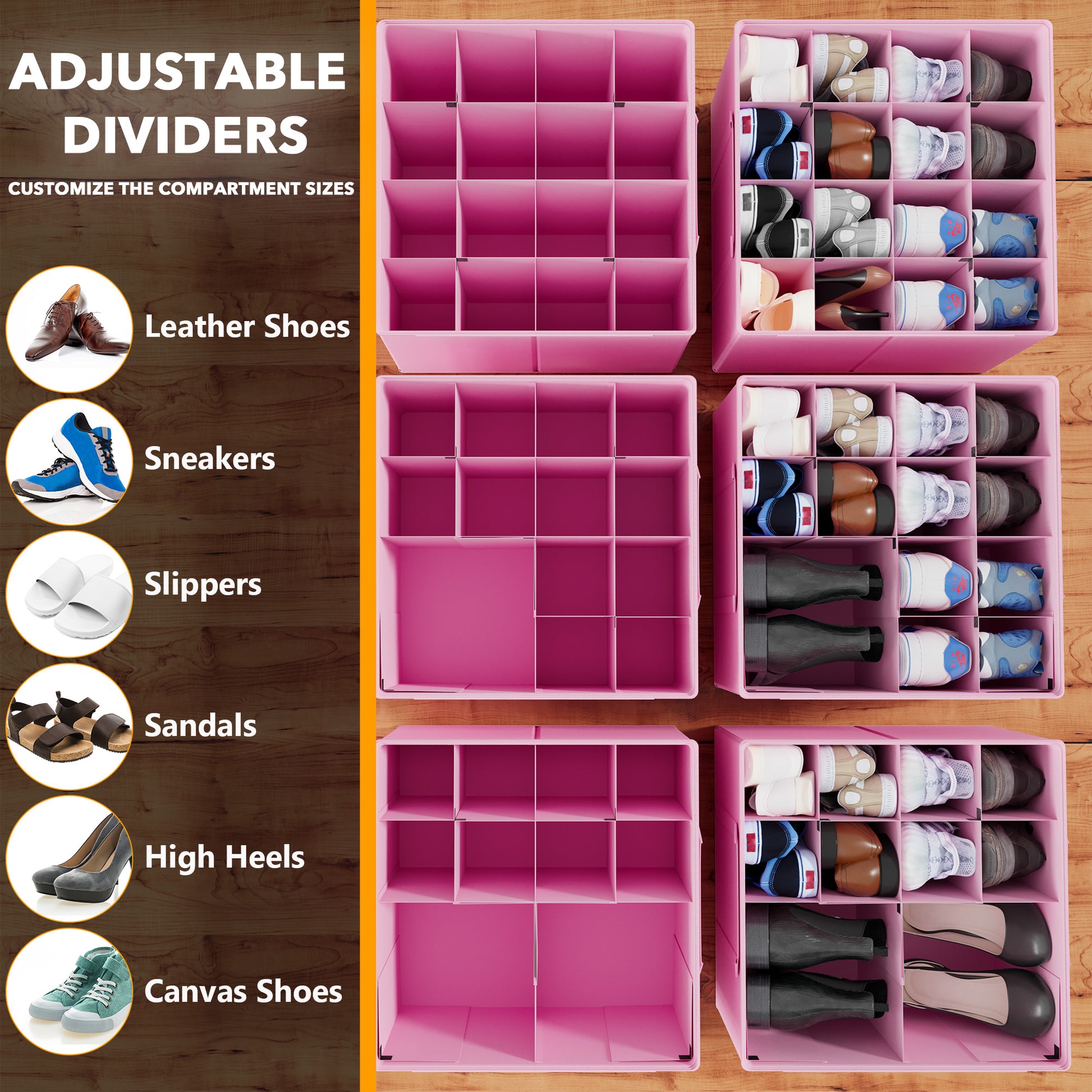 Space-Saving Shoe Organizer Pink