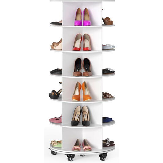 6-Tier Rotating Shoe Rack with Wheels