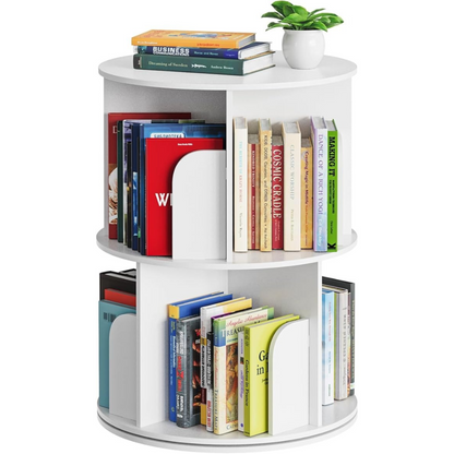 Cross Style 2 Tier Rotating Bookshelf