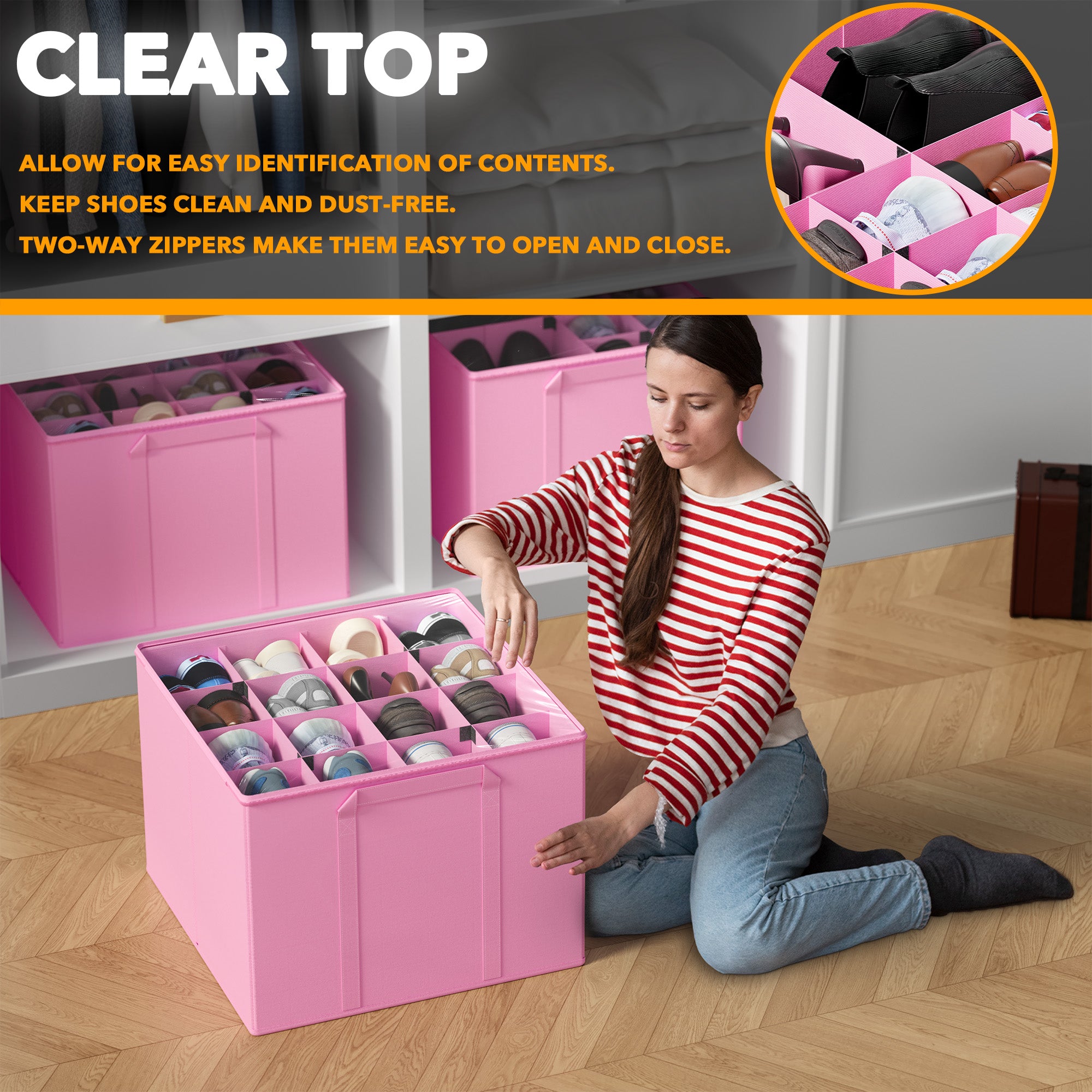 Space-Saving Shoe Organizer Pink