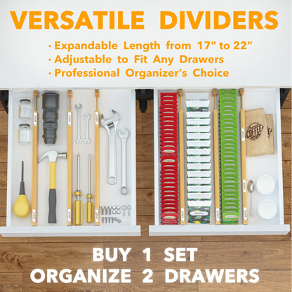 SpaceAid Bamboo Drawer Organizer for Tool Box Drawer Dividers with 6 Dividers