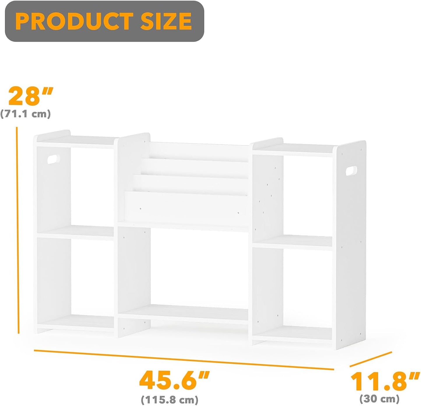 SpaceAid 6-in-1 Bookshelf Storage Organizer, Montessori Bookcase for Toddlers, Wooden Book Rack Shelf Cabinet Furniture for Kids Rooms, Playroom, Nursery and Classroom, 45.6“ Wide