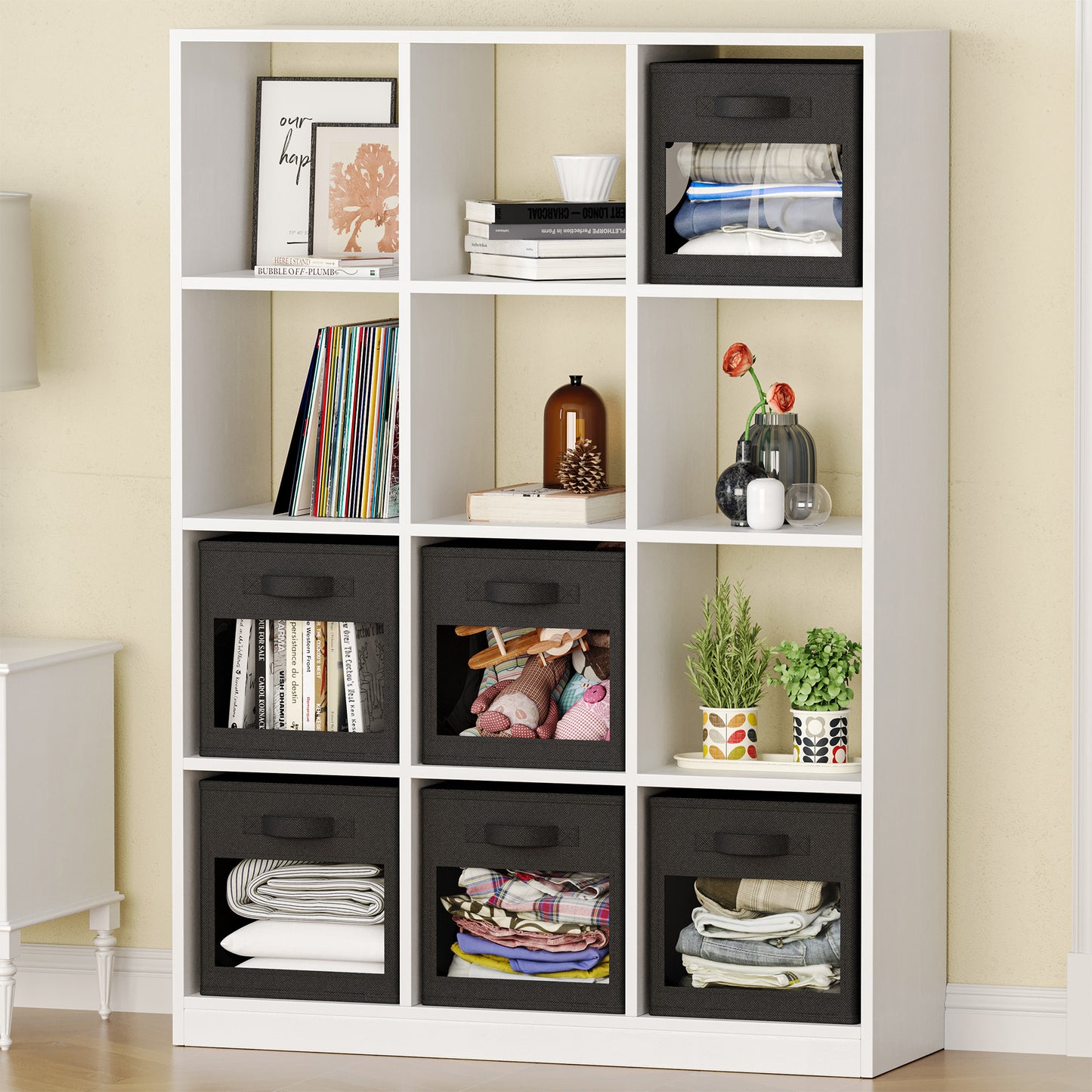 Cube Storage Baskets for Shelves Black