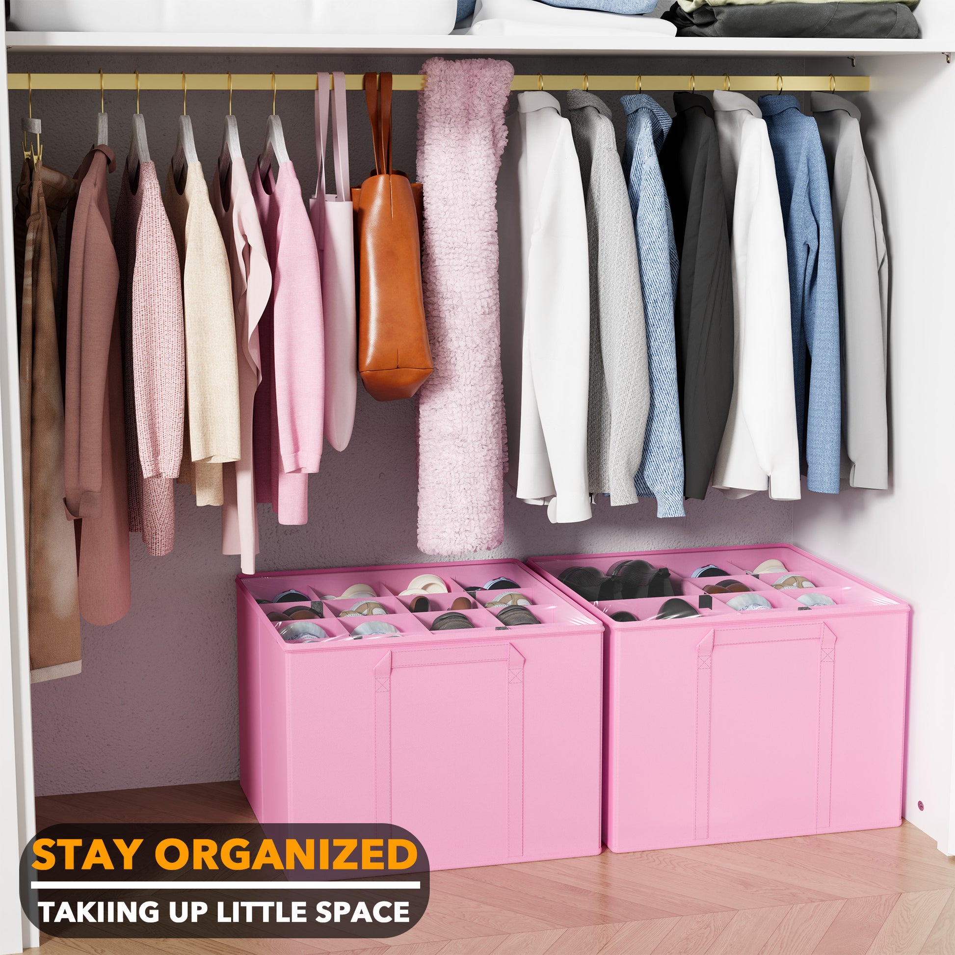 Space-Saving Shoe Organizer Pink