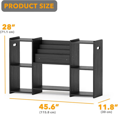 SpaceAid 6-in-1 Bookshelf Storage Organizer, Montessori Bookcase for Toddlers, Wooden Book Rack Shelf Cabinet Furniture for Kids Rooms, Playroom, Nursery and Classroom, 45.6“ Wide
