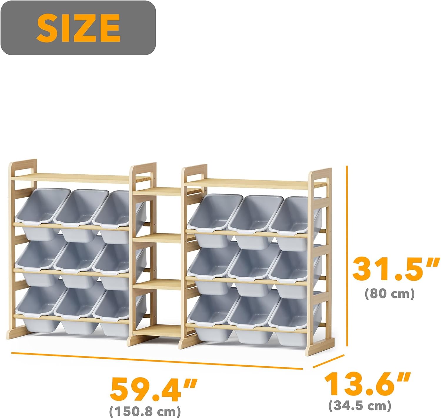 SpaceAid Large Toy Storage Organizer with 6 Shelves and 18 Bins, Book Shelf Organizers Storage Bookshelf, Kids Bin Shelf Box Bookcase for Bedroom Playroom Organization Room Decor, White