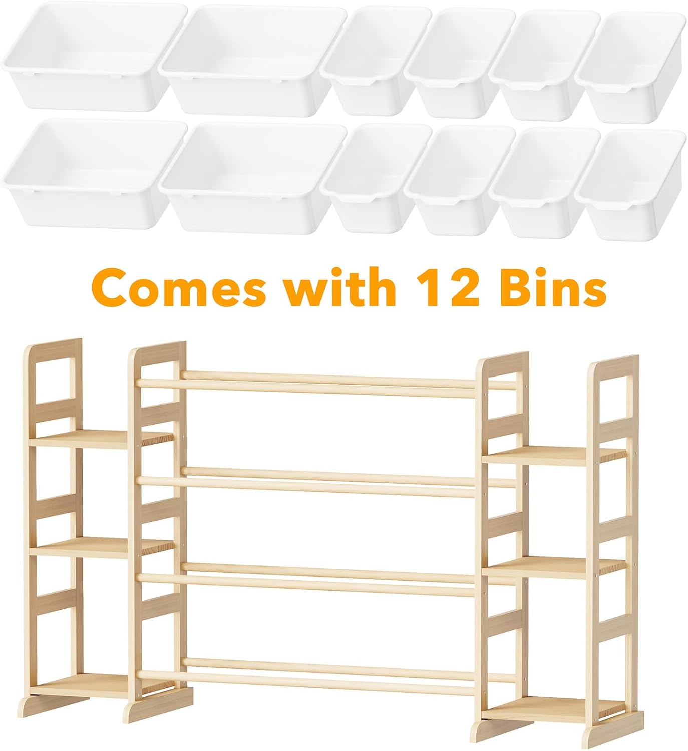 Toy Storage Organizer with 6 Shelves and 12 Bins White