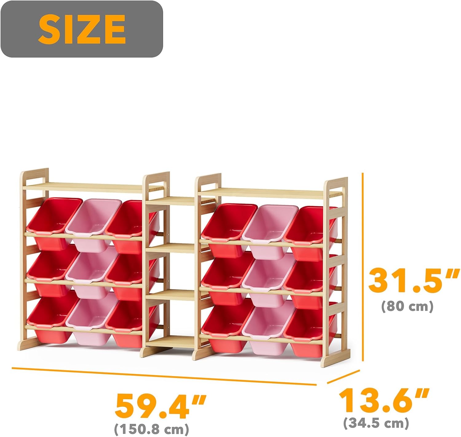 SpaceAid Large Toy Storage Organizer with 6 Shelves and 18 Bins, Book Shelf Organizers Storage Bookshelf, Kids Bin Shelf Box Bookcase for Bedroom Playroom Organization Room Decor, White