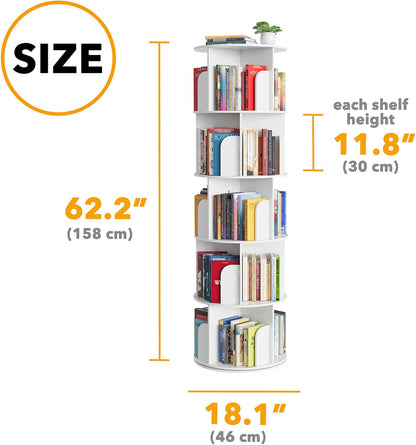 Cross Style 5 Tier Rotating Bookshelf