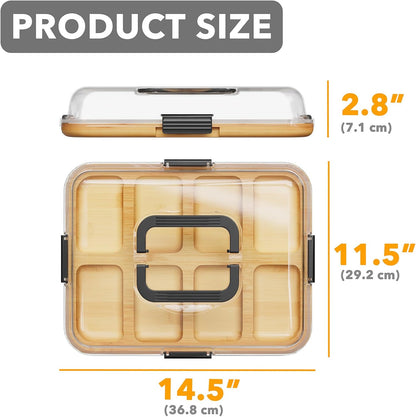 SpaceAid Bamboo Charcuterie Board with Lid 8 Compartments