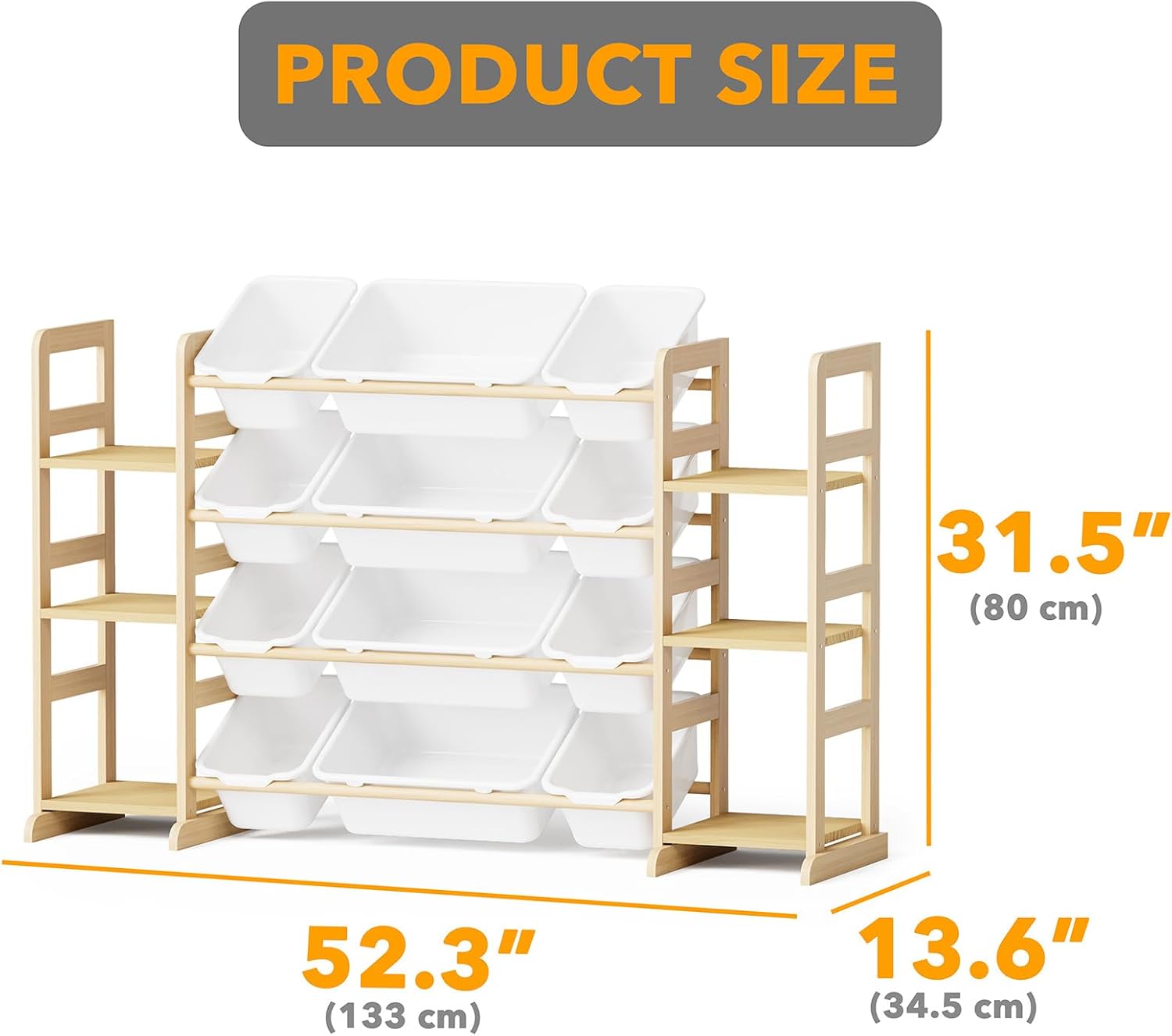 Toy Storage Organizer with 6 Shelves and 12 Bins White