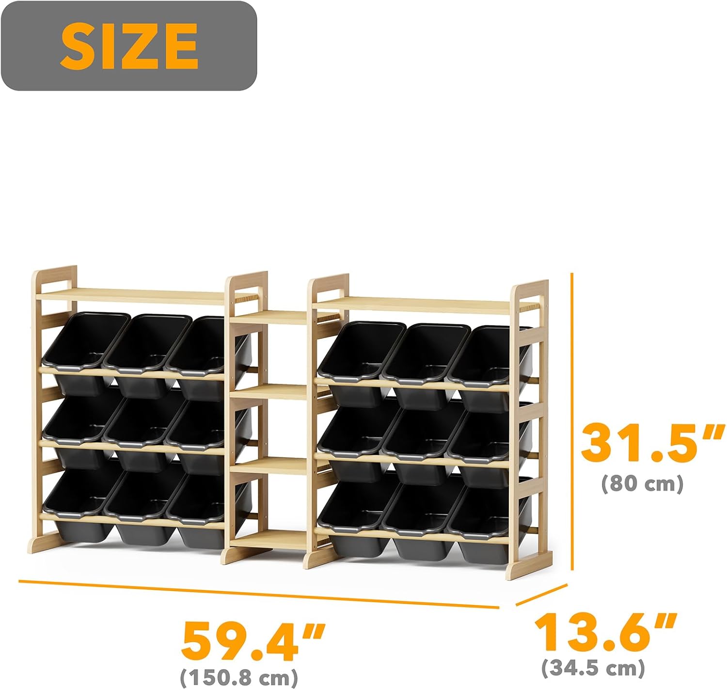 SpaceAid Large Toy Storage Organizer with 6 Shelves and 18 Bins, Book Shelf Organizers Storage Bookshelf, Kids Bin Shelf Box Bookcase for Bedroom Playroom Organization Room Decor, White