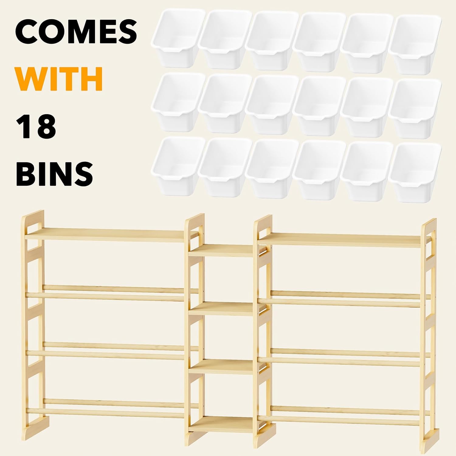 SpaceAid Large Toy Storage Organizer with 6 Shelves and 18 Bins, Book Shelf Organizers Storage Bookshelf, Kids Bin Shelf Box Bookcase for Bedroom Playroom Organization Room Decor, White