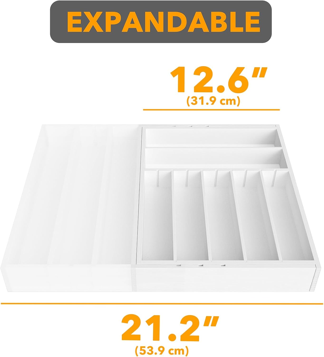 Expandable Kitchen Utensil Organizer 2.5" High White