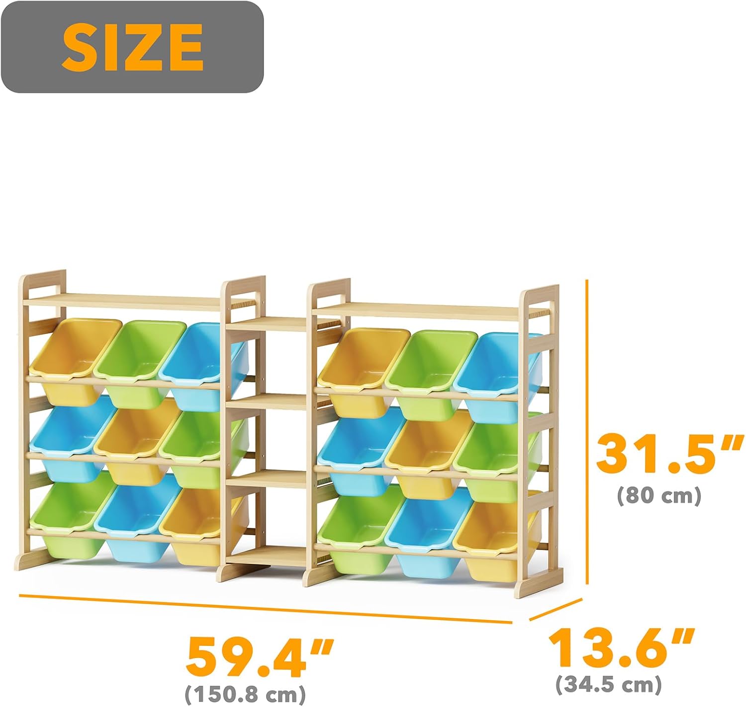 SpaceAid Large Toy Storage Organizer with 6 Shelves and 18 Bins, Book Shelf Organizers Storage Bookshelf, Kids Bin Shelf Box Bookcase for Bedroom Playroom Organization Room Decor, White