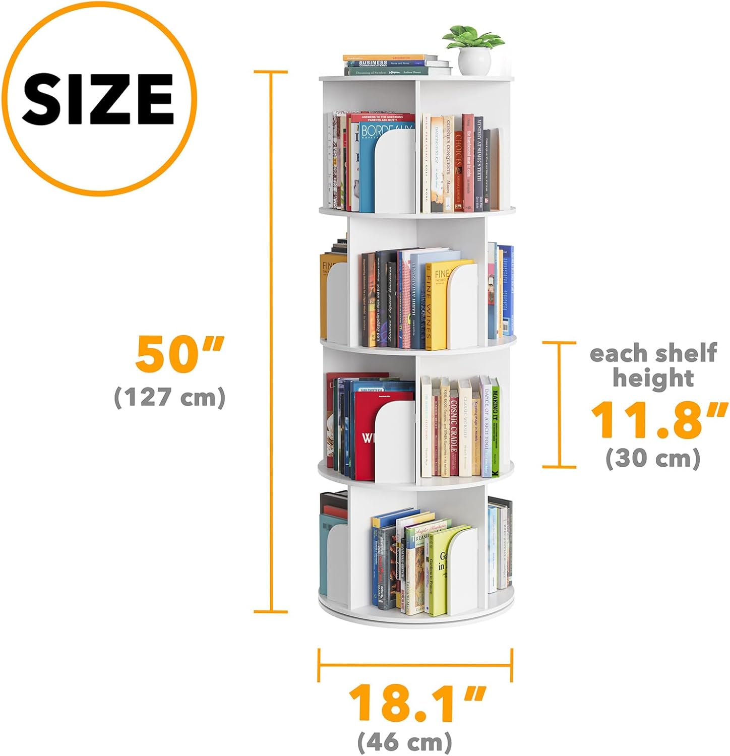 Cross Style 4 Tier Rotating Bookshelf