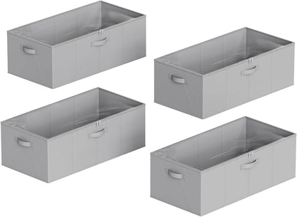 4 Pack 10" High Under Bed Storage Bins with Lids