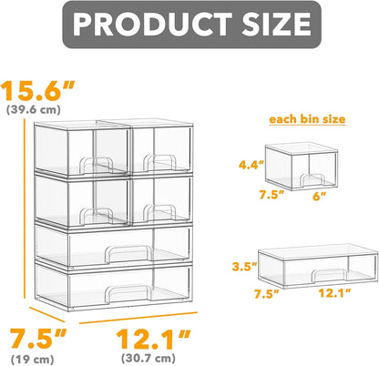 SpaceAid Baby Bottle Storage Organizer – Clear Acrylic Container with Drawers, 6 Pack, 4S2L, 15.6"H