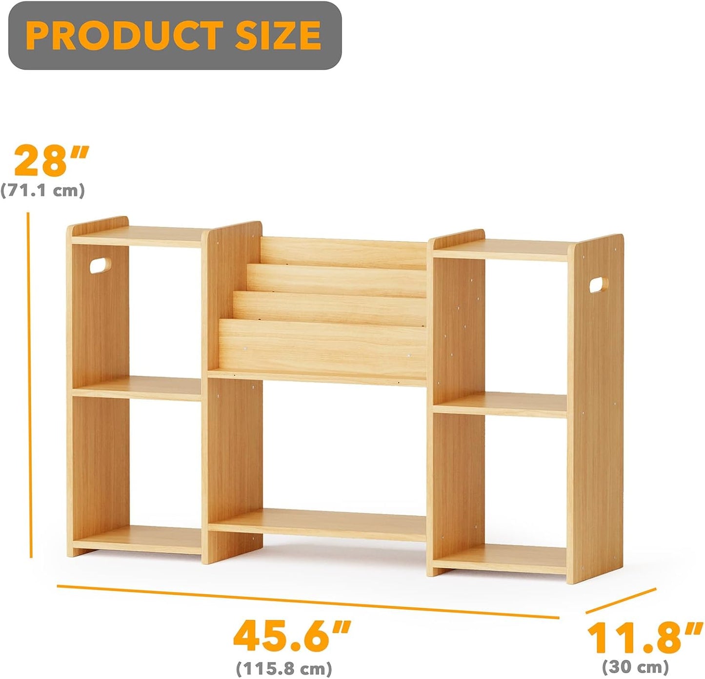 SpaceAid 6-in-1 Bookshelf Storage Organizer, Montessori Bookcase for Toddlers, Wooden Book Rack Shelf Cabinet Furniture for Kids Rooms, Playroom, Nursery and Classroom, 45.6“ Wide