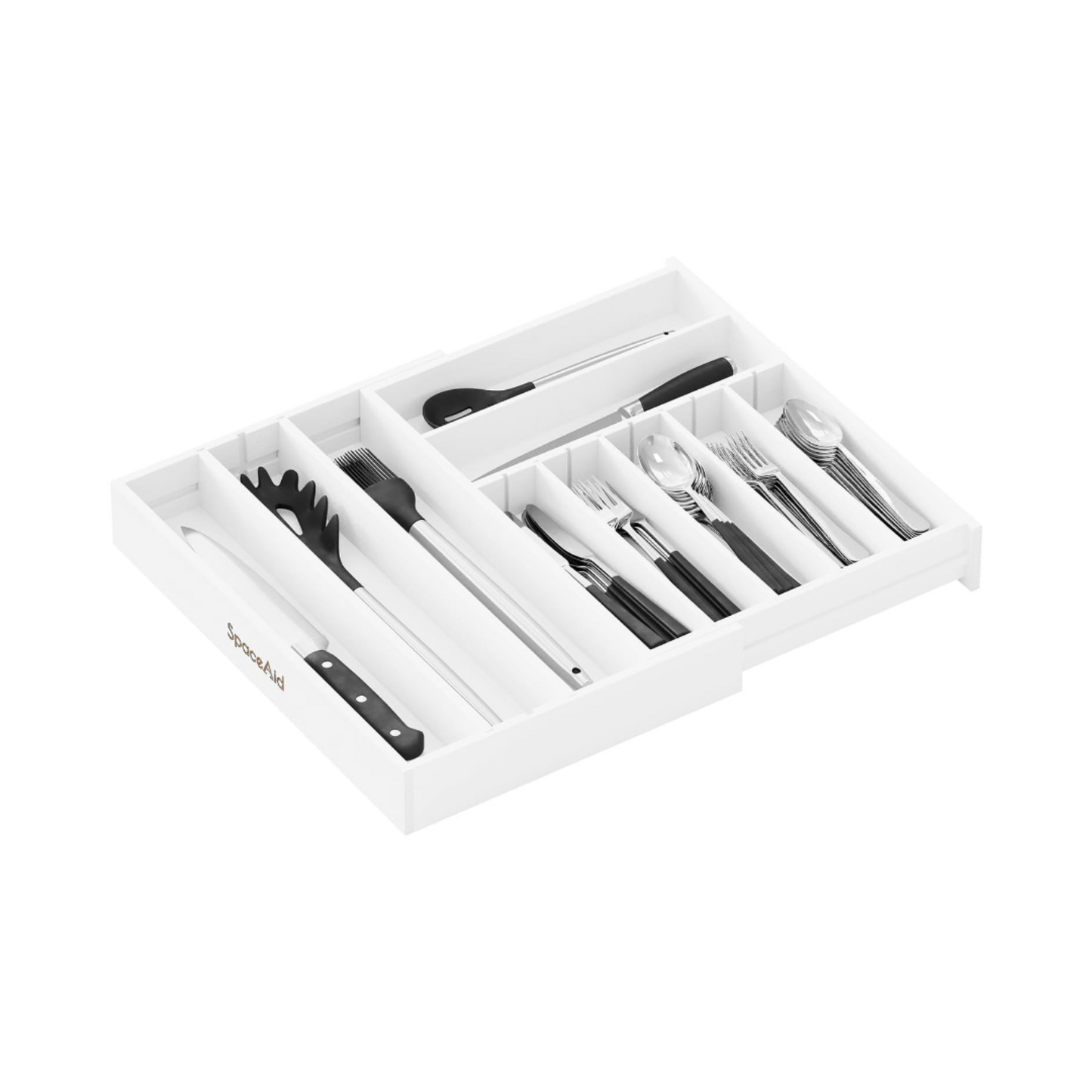 Expandable Kitchen Utensil Organizer 2.5" High White