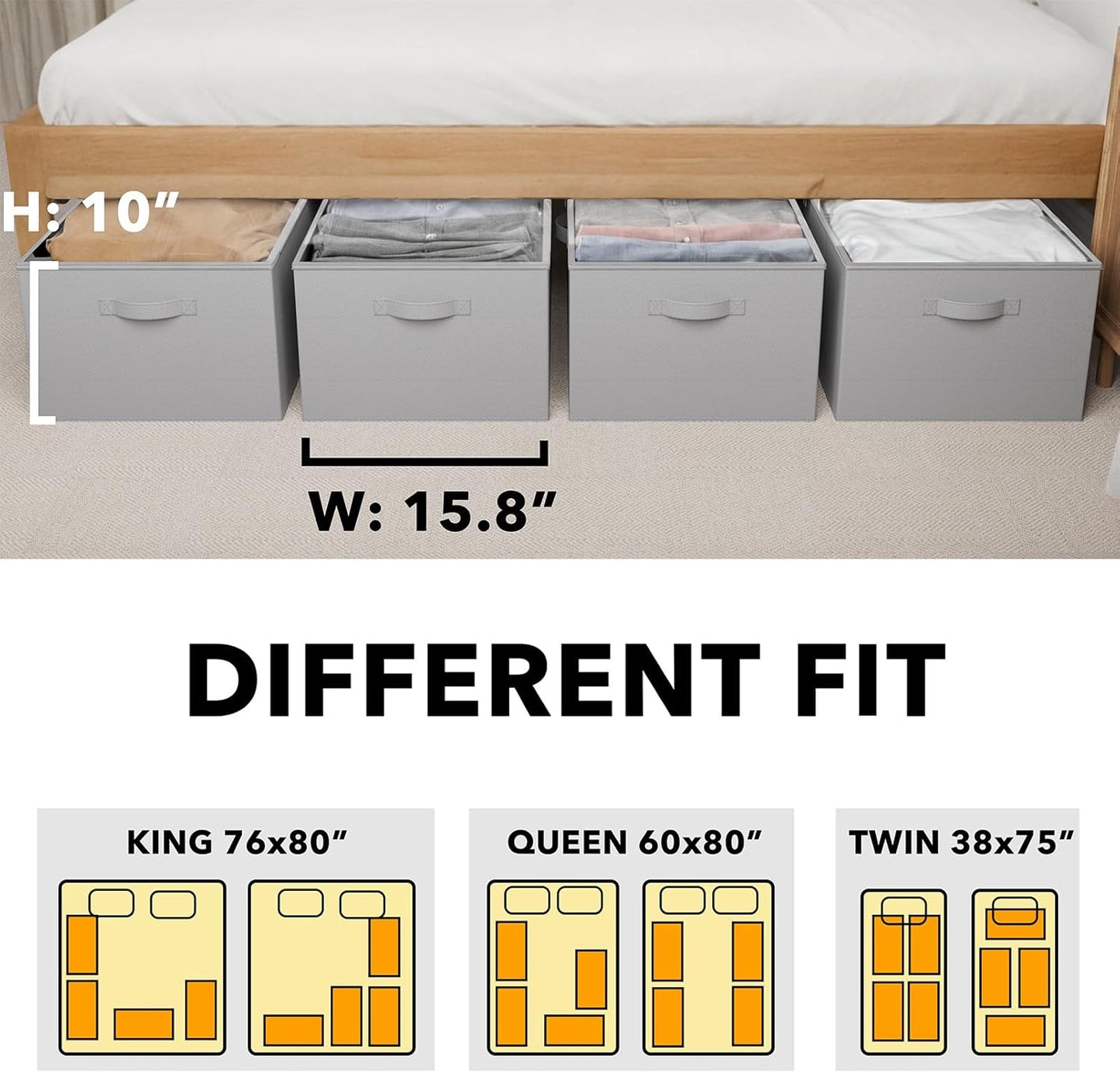 4 Pack 10" High Under Bed Storage Bins with Lids